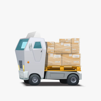 车辆白色货车运送货物送货箱子运输