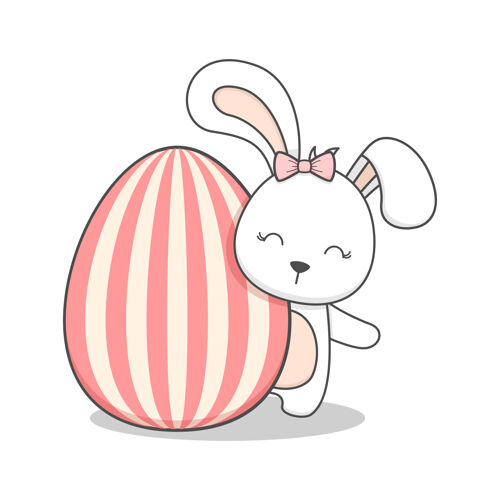 鸡蛋可爱的复活节兔子在鸡蛋后面复活节简单可爱