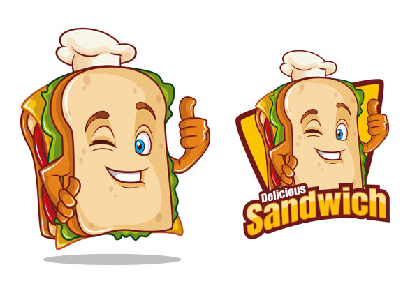 食物卡通食品三明治人物设计卡通厨师面包