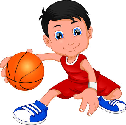 卡通卡通男孩打篮球运动游戏篮球