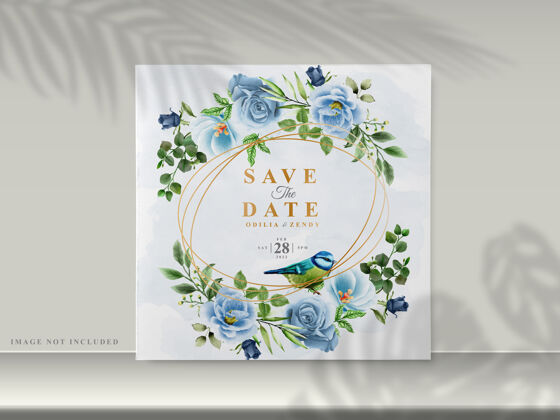 请柬美丽的花朵手绘婚礼请柬水彩保存日期卡片