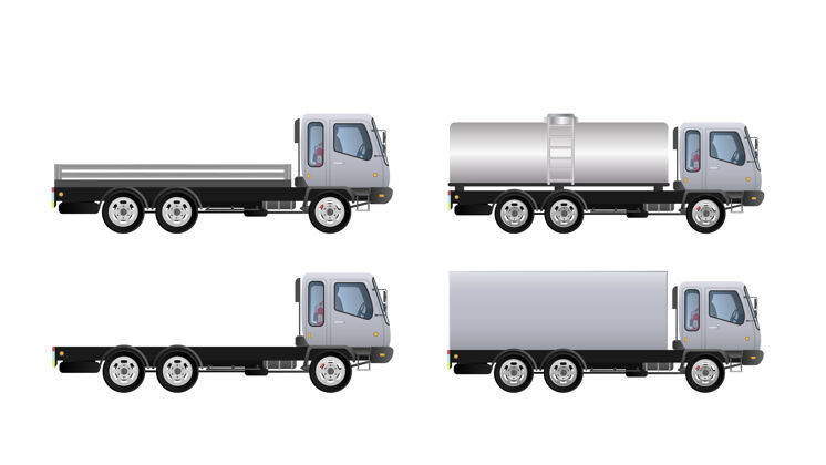 商务卡车侧面套件视图.交付货物的重量车辆货运交通