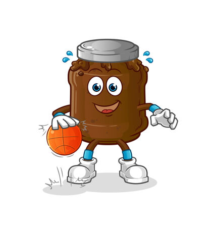脸巧克力果酱运球篮球角色.卡通吉祥物篮子巧克力游戏