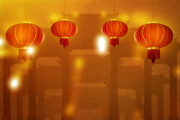 照明挂在墙上的中国灯笼东方幸运墙壁