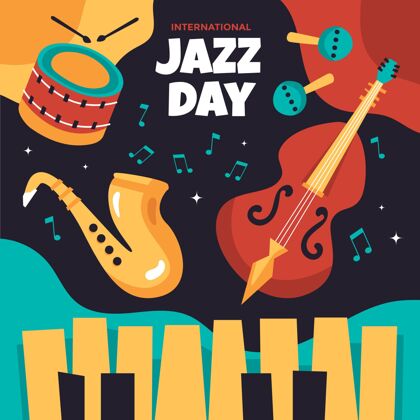 爵士乐音乐会国际爵士乐日乐器插画音乐节音乐节日