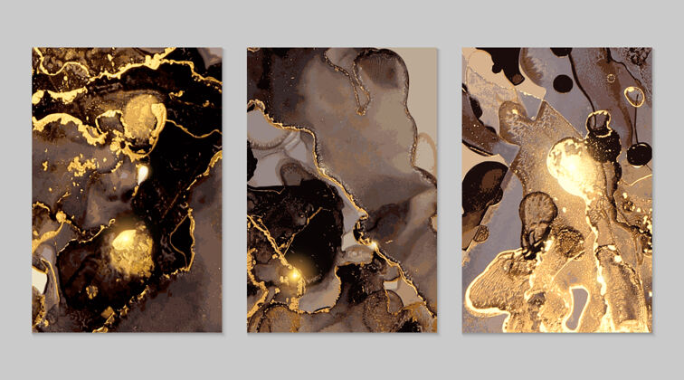 棕色黑色和金色大理石抽象纹理闪光豪华抽象