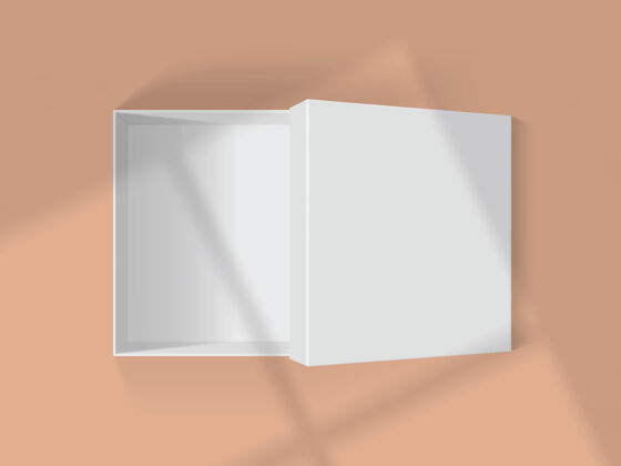 方形白色盒子上的窗户阴影礼品容器表面