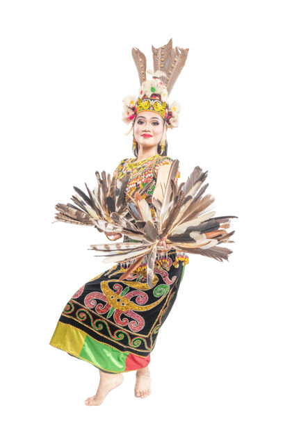 时尚东加里曼丹传统舞蹈的舞女舞蹈女人服饰
