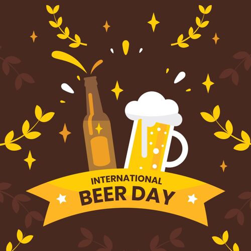 啤酒日平面国际啤酒日插画庆典酒精活动