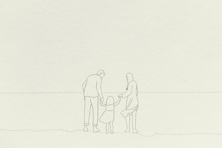 童年家庭时间背景简单的线条画家庭时间线条父亲