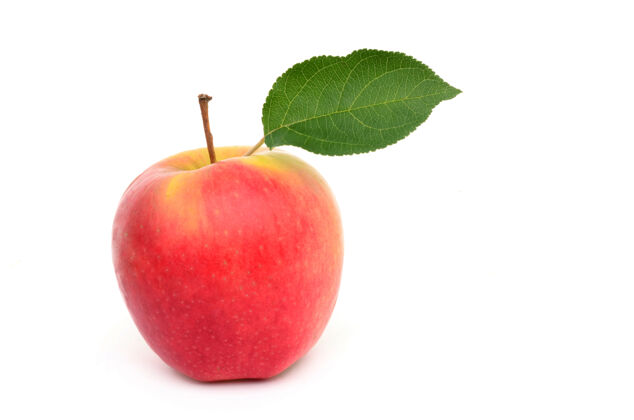 特写白色表面上的熟苹果水果新鲜苹果