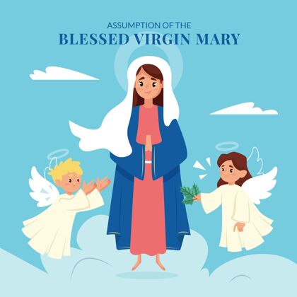 天主教假设玛丽插画圣母玛利亚教平面设计