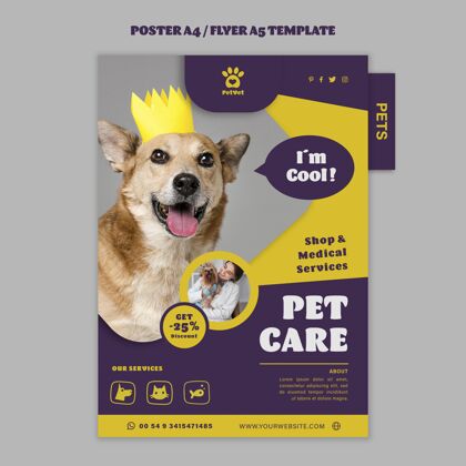 可爱宠物护理海报模板护理国内打印模板