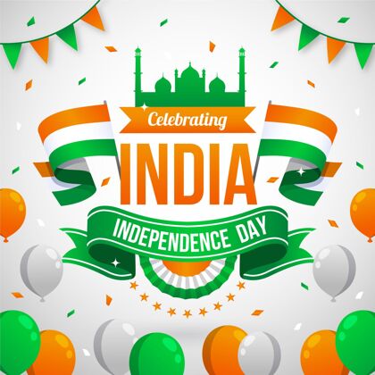 自由战士印度独立日插图8月15日花环平面设计