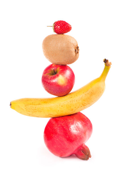 有机鲜果落白背景.食物概念水果饮食猕猴桃