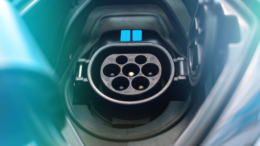科技一个有蓝光的电动车充电插座未来环境电池