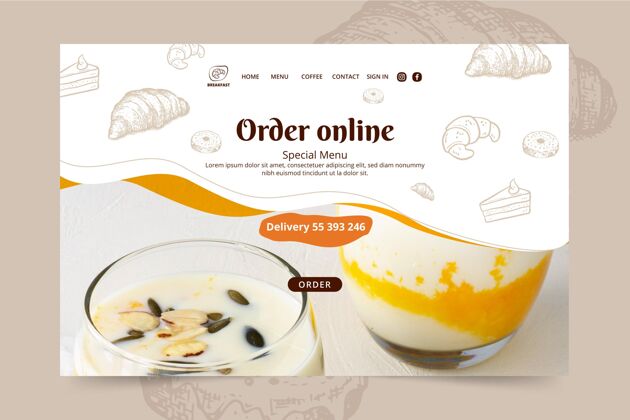 网页模板早餐餐厅登录页早餐烹饪餐厅