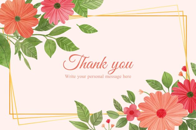 花艺设计带有花卉图案的感谢卡模板谢谢卡片设计卡片模板