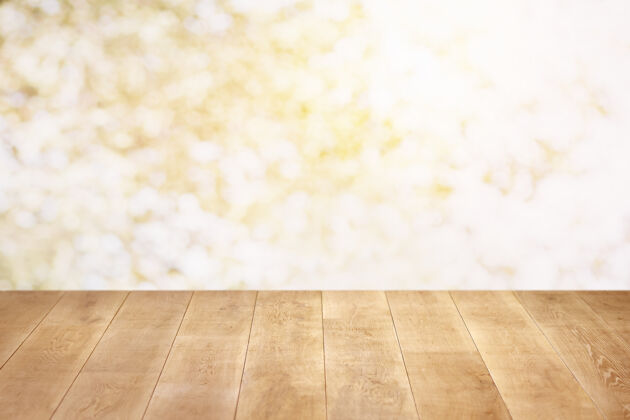 模糊木地板和彩色墙壁的特写镜头油漆地板桌面