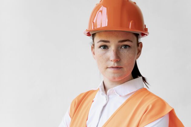 个人防护用品戴着特殊工业防护装备的女人防护工作女人