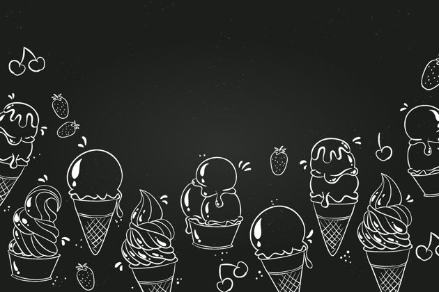 黑板手绘冰淇淋黑板背景冷冻食品甜点手绘