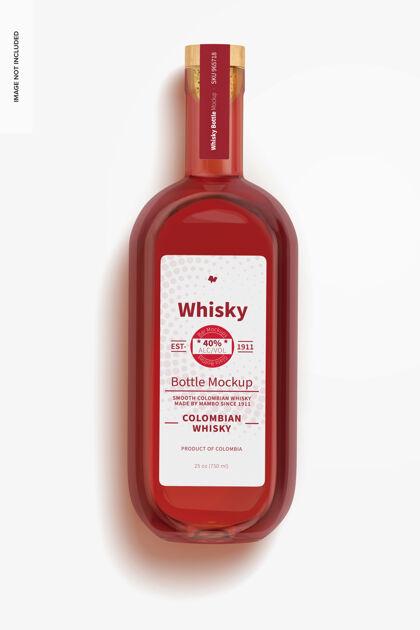 酒威士忌瓶模型 顶视图酒吧玻璃瓶饮料瓶