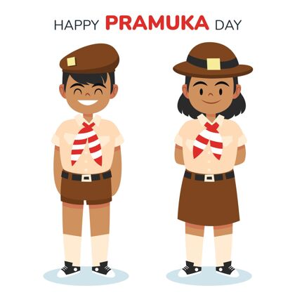 童子军Pramuka日插图贺卡印尼平面设计