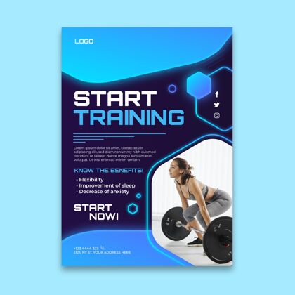 锻炼梯度运动海报模板训练运动健康