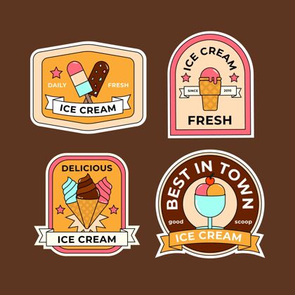 套餐扁平冰淇淋标签系列食品分类冷冻食品