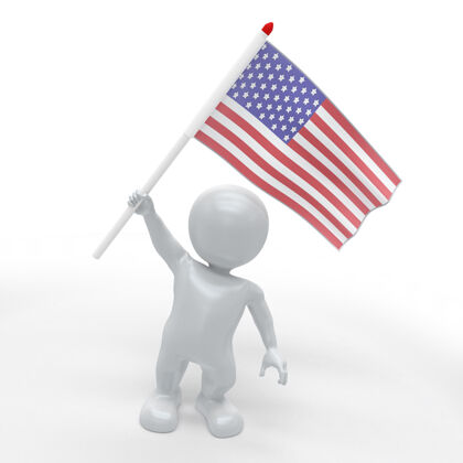 美国三维变形人庆祝7月4日第四人三维渲染