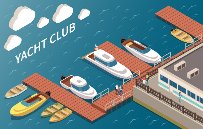 建筑豪华游艇俱乐部帆船和摩托艇系泊设施建筑角海景等距组成帆船船组成
