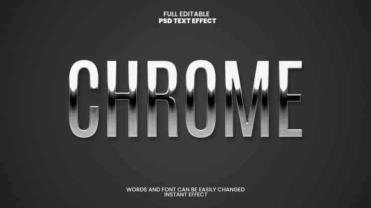 字体Chrome文本效果粗体字母排版