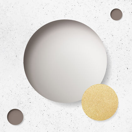 框架白色大理石背景上的米色圆圈光泽背景圆形
