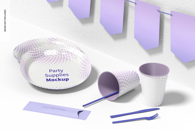 派对派对用品模型 右视图塑料餐具模型