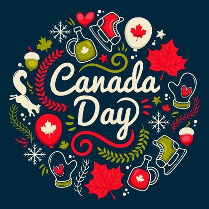 爱国手绘加拿大日插图手绘庆祝加拿大