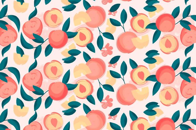 桃图案手绘桃花图案设计图案装饰水果图案