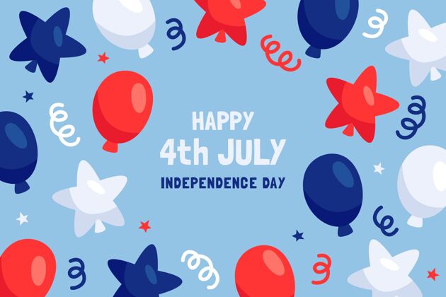 庆典手绘七月四日独立日气球背景节日美国墙纸