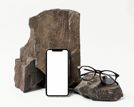 电话用深色石头做的文具模型模型电话石头眼镜