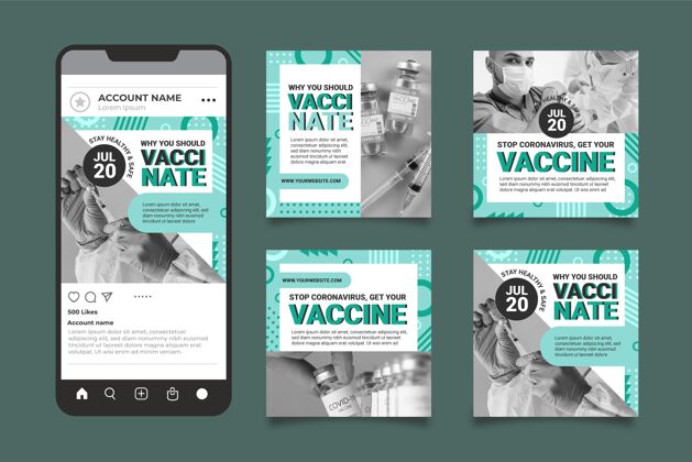 收集平板疫苗instagrampostpack感染平面设计病毒