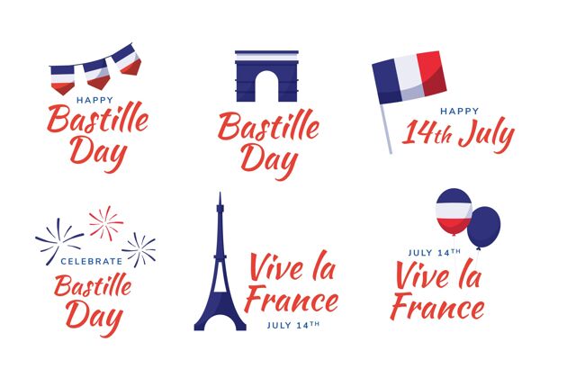 手绘手绘巴士底日徽章系列巴士底狱日分类法国