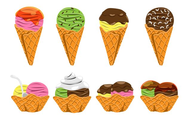 食品手绘冰淇淋系列冰淇淋套餐收藏