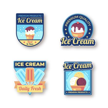 奶油冰淇淋平面设计标签包季节甜点提神