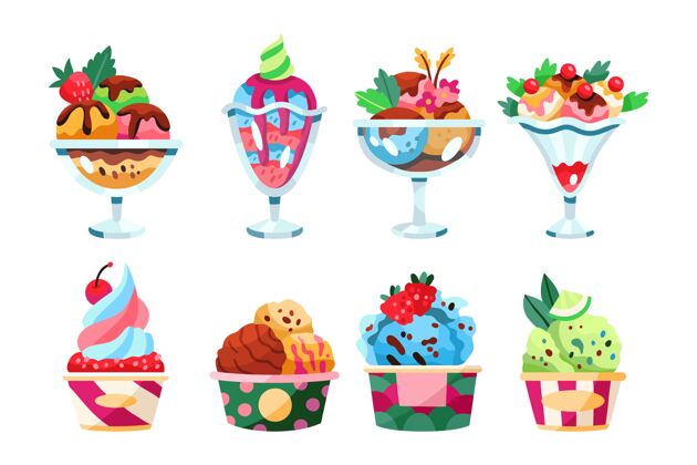夏季美味的手绘冰淇淋系列冰淇淋奶油手绘