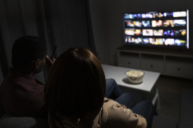 娱乐夫妻俩一起在家里看网飞用户电视观看