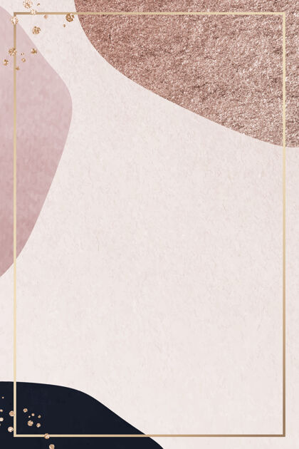 拼贴粉红色图案背景上的金色框架背景复制空间空白
