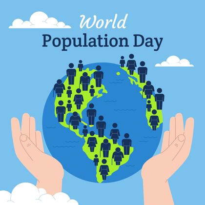 全球世界人口日插画全球手绘平面设计
