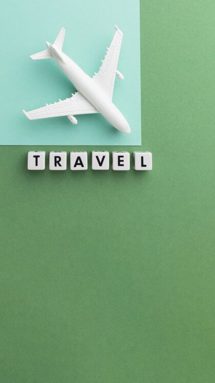 旅游白色飞机的顶视图旅行概念框架概念安排