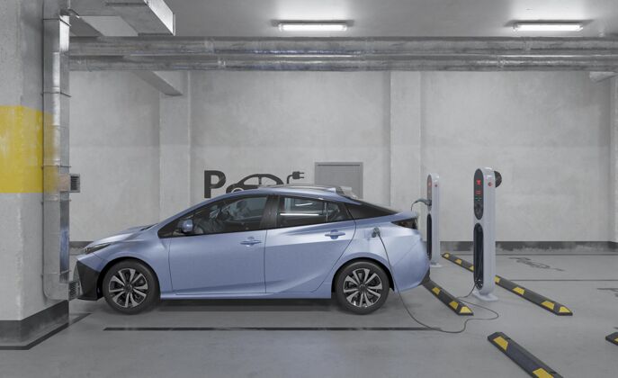 生态停车场3d电动车充电电力技术电动汽车