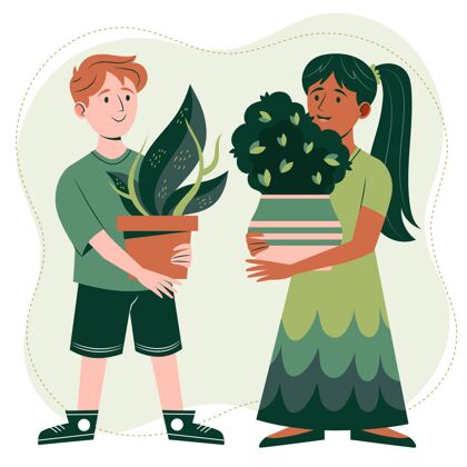 照顾扁人照顾植物平面设计蔬菜自然