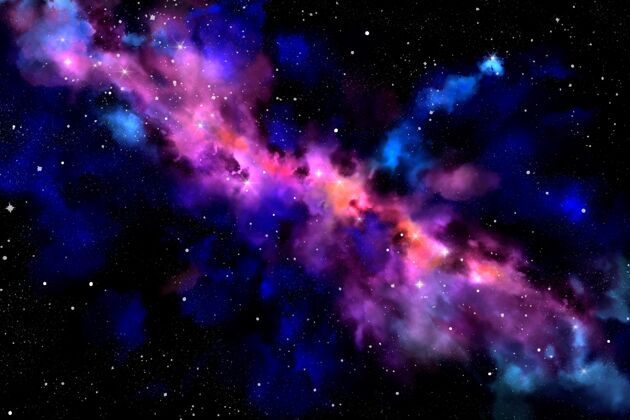 太空手绘水彩画银河墙纸天文学小行星轨道